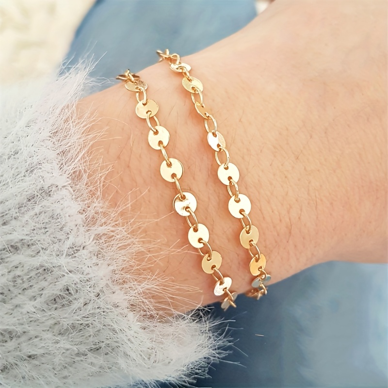 Women's Minimalist Round Link Chain Bracelet, Daily Wear